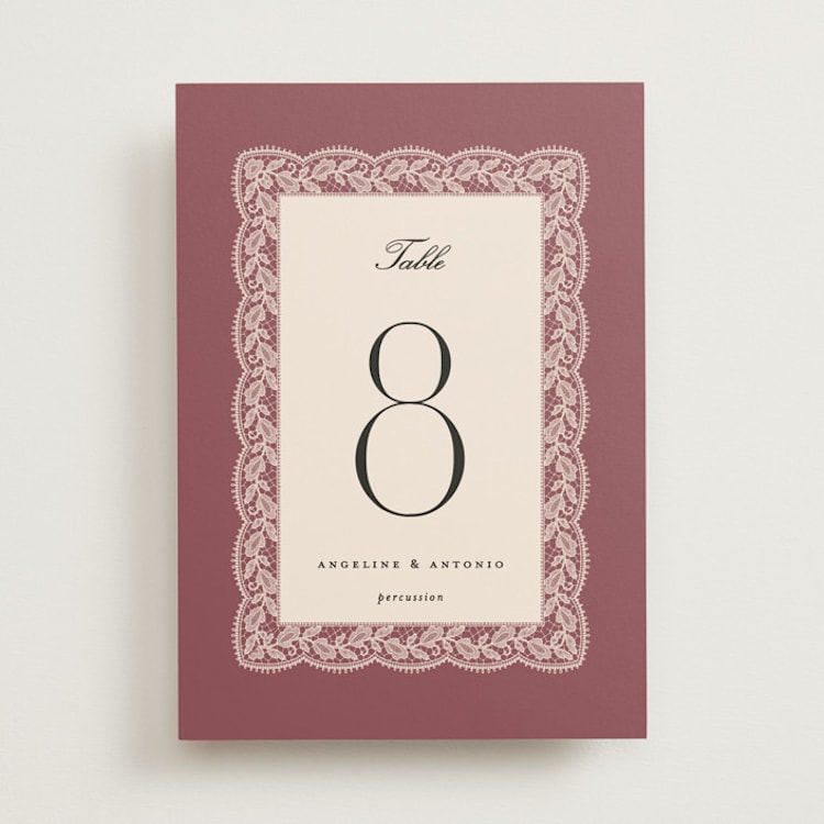"Chantilly" - Table Numbers in Mauve by Erica Krystek - Front