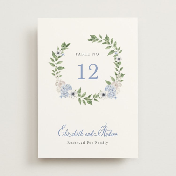 "Sweethearts" - Table Numbers in Periwinkle by Design Lotus - Front