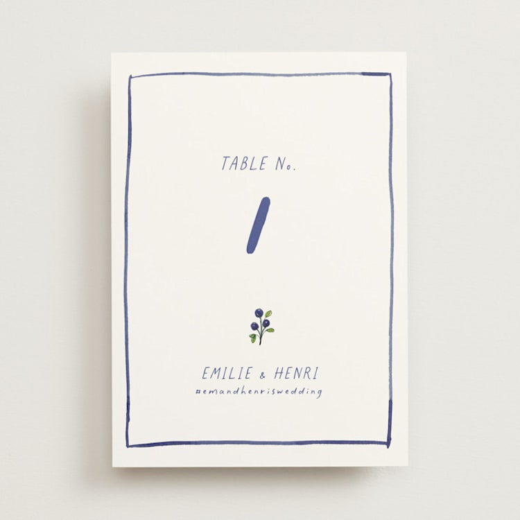 "Blue Bells" - Table Numbers in Cornflower by Mere Paper - Front