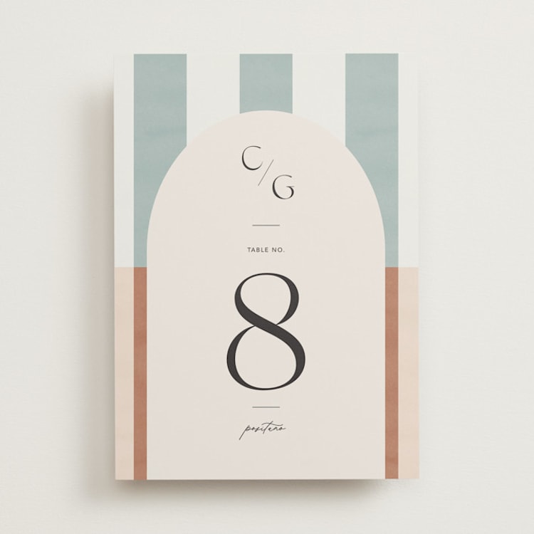 "Trois" - Table Numbers in Almond by Blustery August - Front