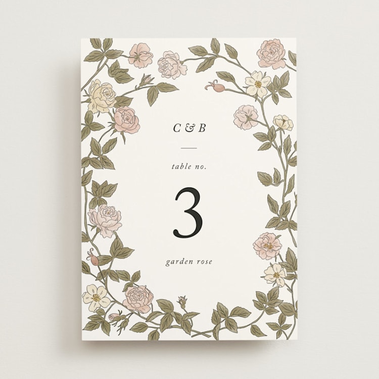 "Vintage Roses" - Table Numbers in Snow by Tara Grangroth - Front