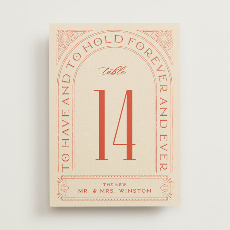 "To Have and To Hold" - Table Numbers in Verona Sunset by Kelsey Mucci - Front