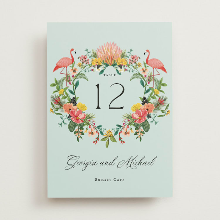 "Tropical Crest" - Table Numbers in Papaya by Susan Moyal - Front
