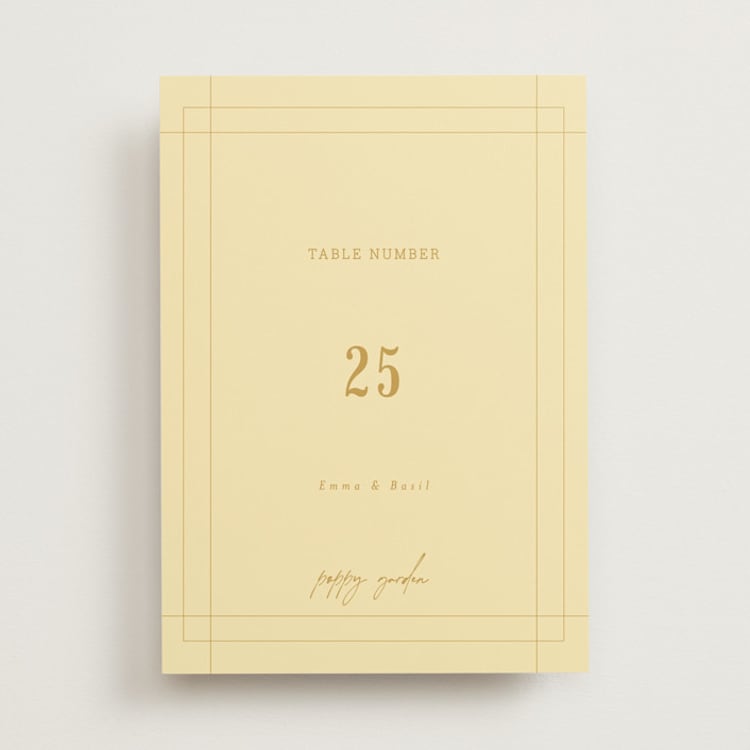 "Vintage Label" - Table Numbers in Butter by Nazia Hyder - Front