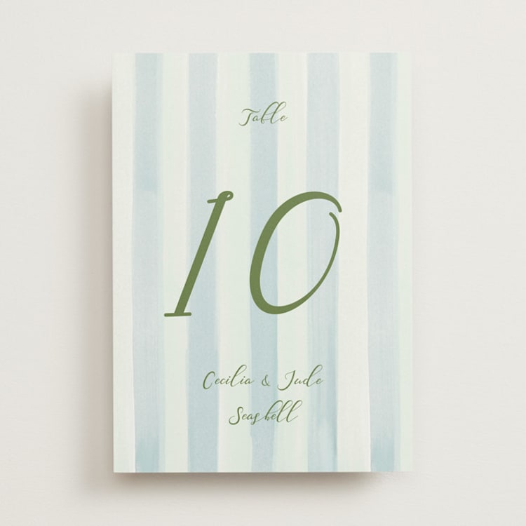 "Alento" - Table Numbers in Celeste by Pati Cascino - Front
