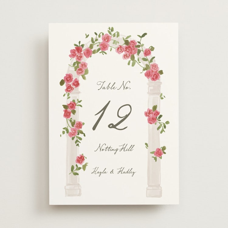 "Villa" - Table Numbers in Azalea by Everett Paper Goods - Front