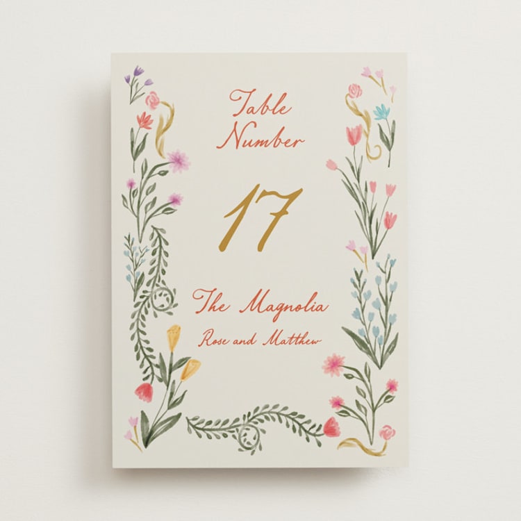 "Chantilly" - Table Numbers in Sunset by Maja Cunningham - Front