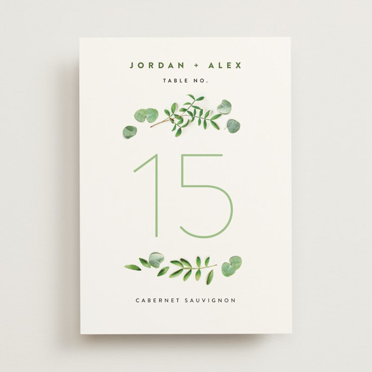 "Leaf Arc" - Table Numbers in Sage by Ariel Rutland - Front