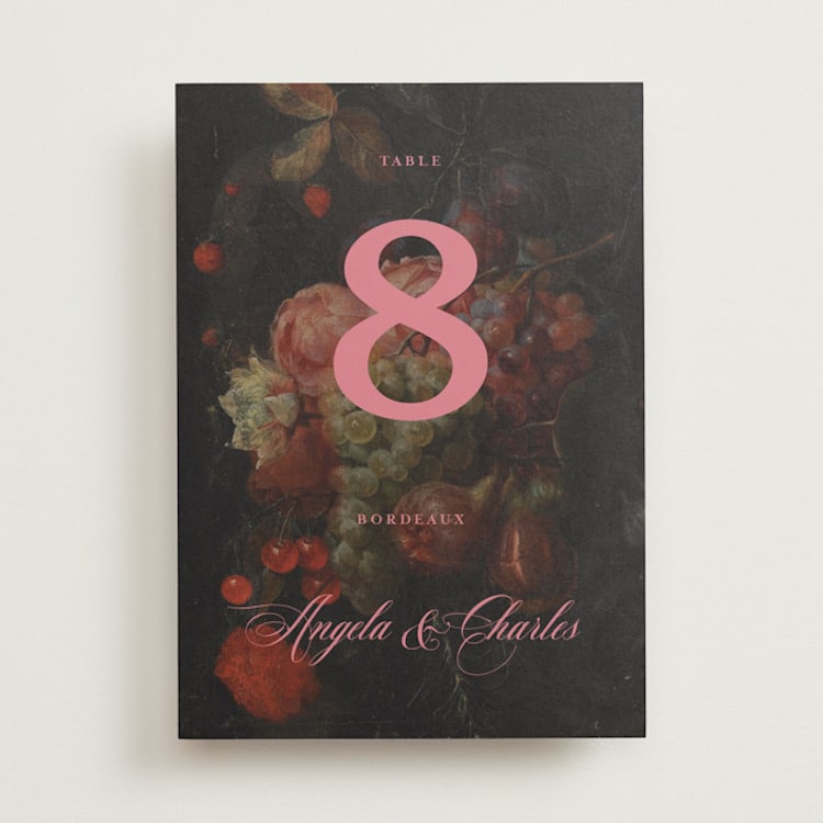 "renaissance" - Table Numbers in Mulberry by Kamala Nahas - Front