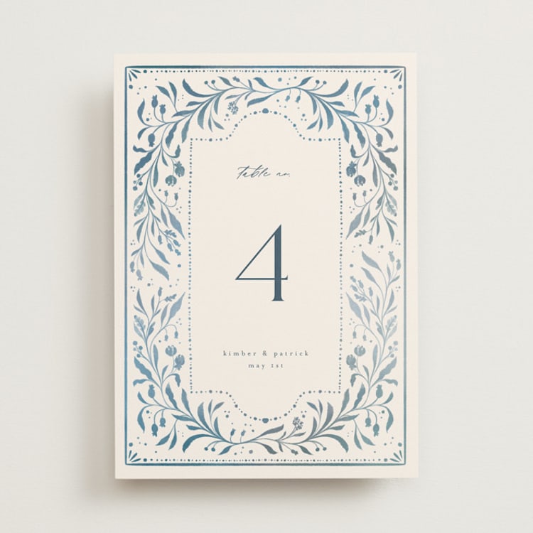"Porcelain" - Table Numbers in Delft Blue by Ashley DeMeyere - Front