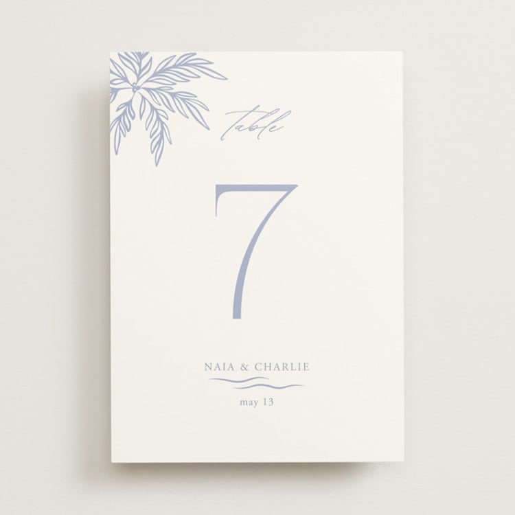 "Ocean Dreams" - Table Numbers in Pale Cerulean by Sabrin Deirani - Front