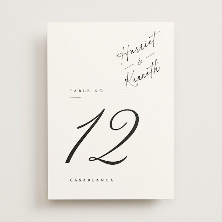 "Scripted Elegance" - Table Numbers in Linen by Ana de Sousa - Front