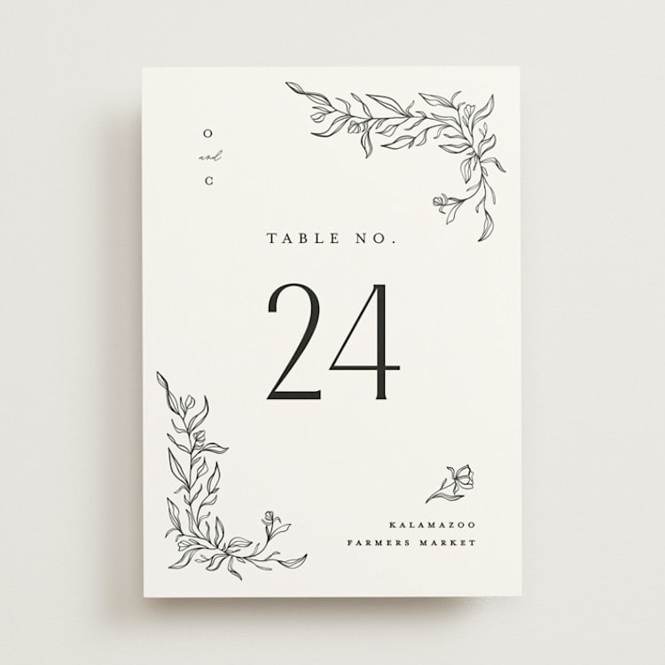 "Floral Cascade" - Table Numbers in Alpine by Pixel and Hank - Front