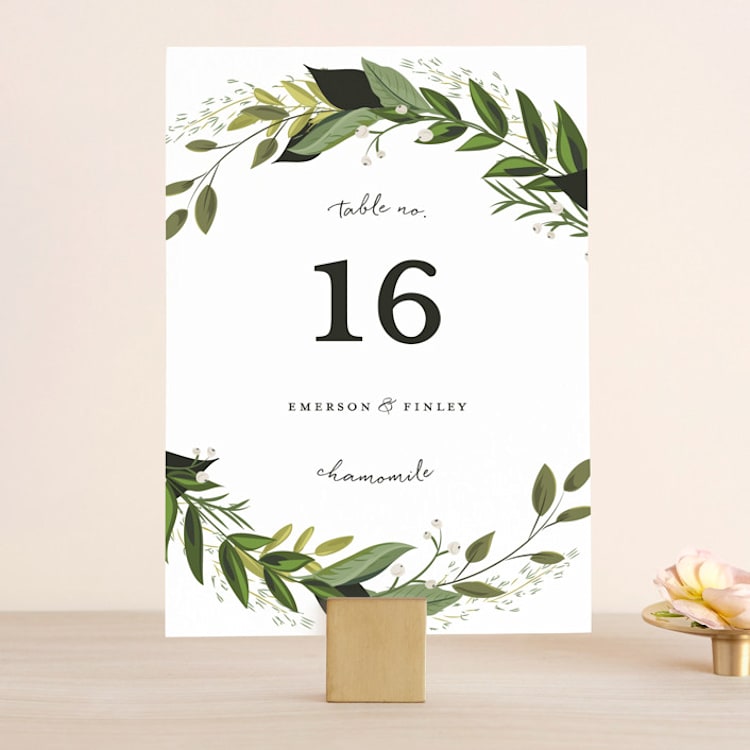"Vines of Green" - Table Numbers in Fern by Susan Moyal - Front