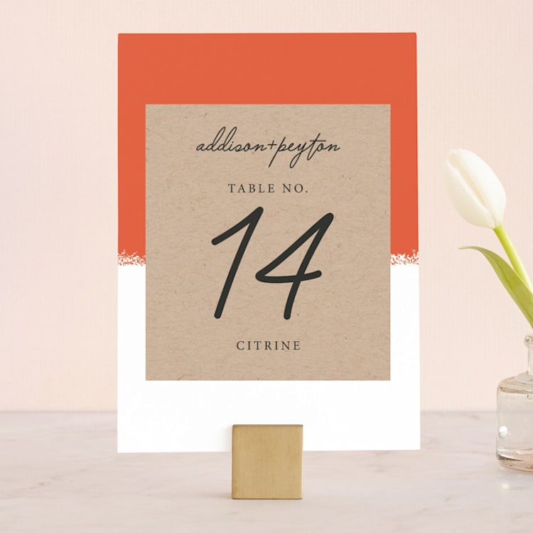 "Joyfully Ever After" - Table Numbers in Tangerine by Faith Harlow - Front