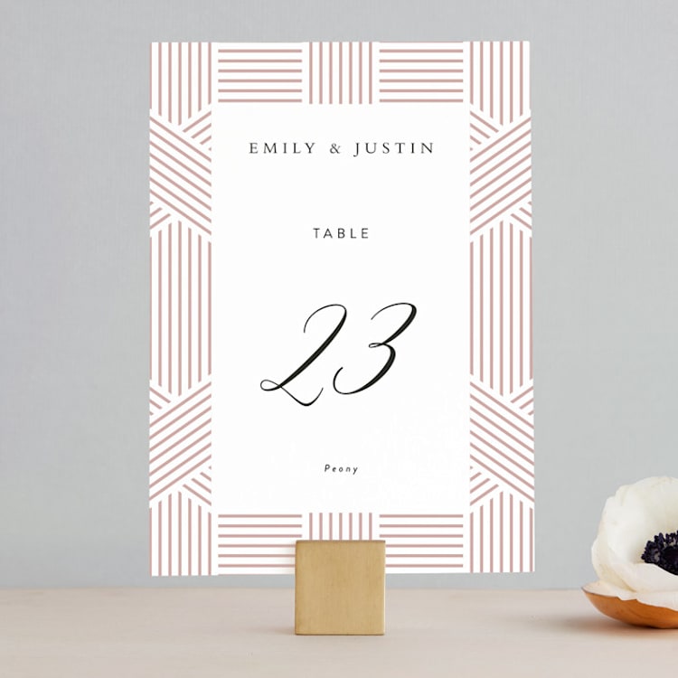 "Tara" - Table Numbers in Blush by Kampai Designs - Front