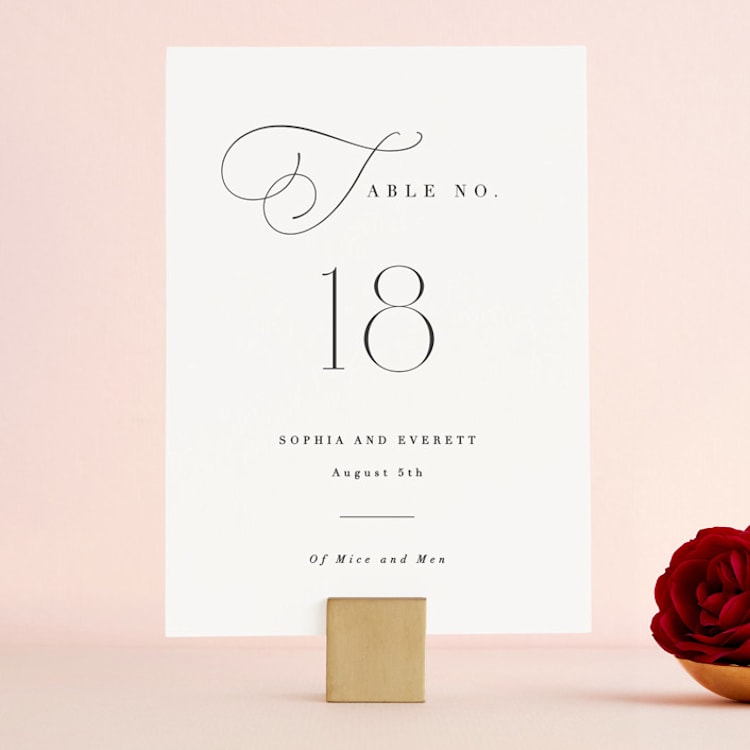 "Flowing Initials" - Table Numbers in Ivory by Hooray Creative - Front