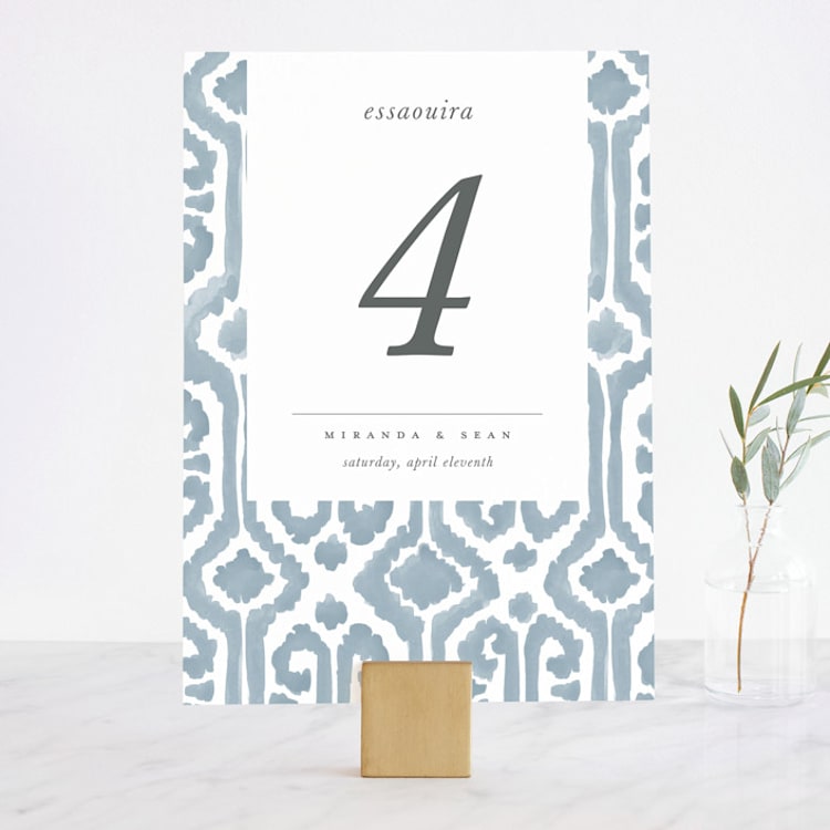 "Painted Ikat" - Table Numbers in Frost by Liz Conley - Front