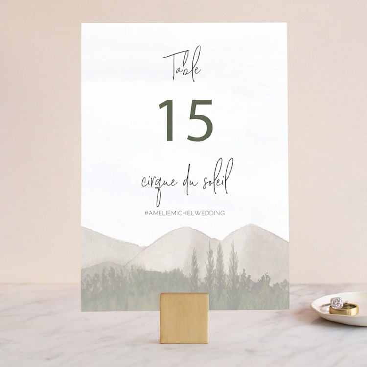 "muted mountains" - Table Numbers in Splendid Day by Deborah Chou - Front
