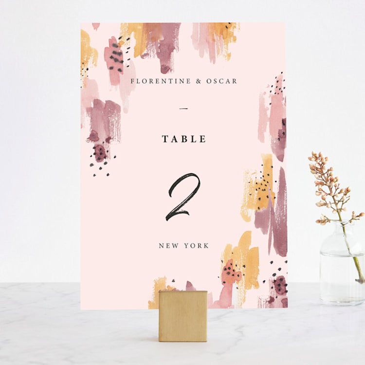 "Mod Brush" - Table Numbers in Blush by Lisa Fee Paura - Front