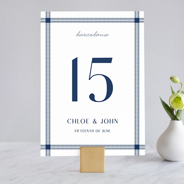 "window pane check" - Table Numbers in Navy by Kerry Doyle - Front