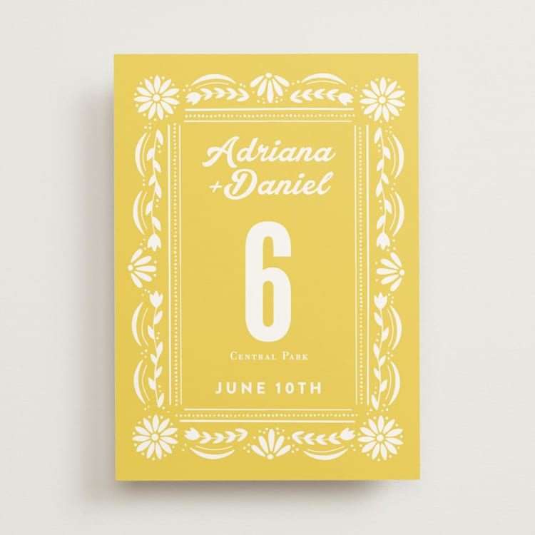 "Pretty Picado" - Table Numbers in Sunshine by Jessie Steury - Front
