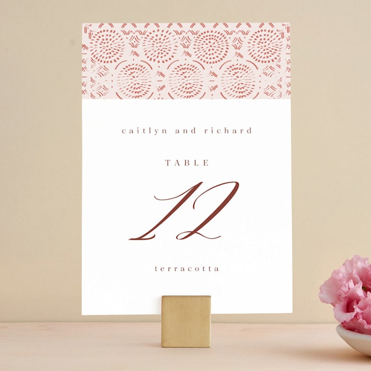 "Terracotta" - Table Numbers in Rust by Kanika Mathur - Front