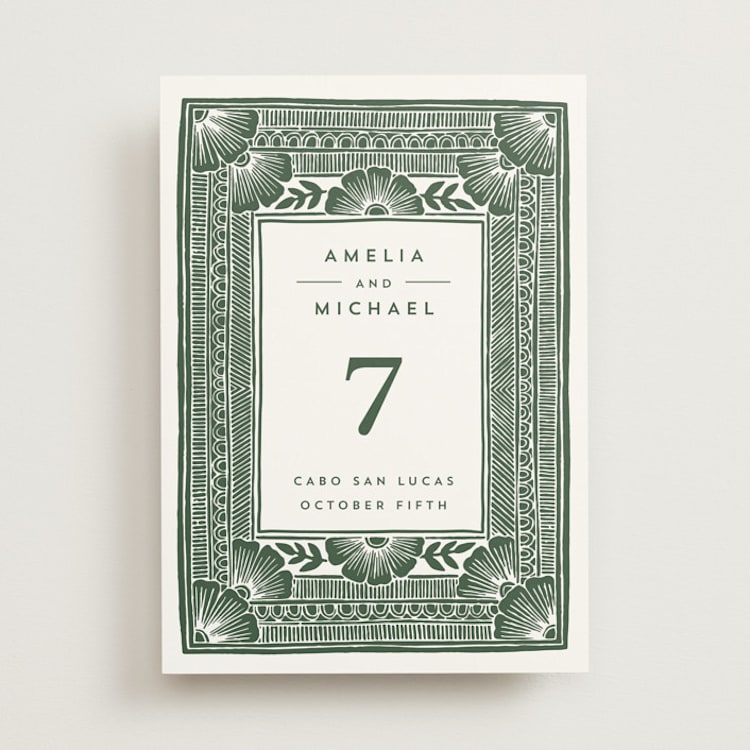 "Block Print Frame" - Table Numbers in Fern by Katharine Watson - Front