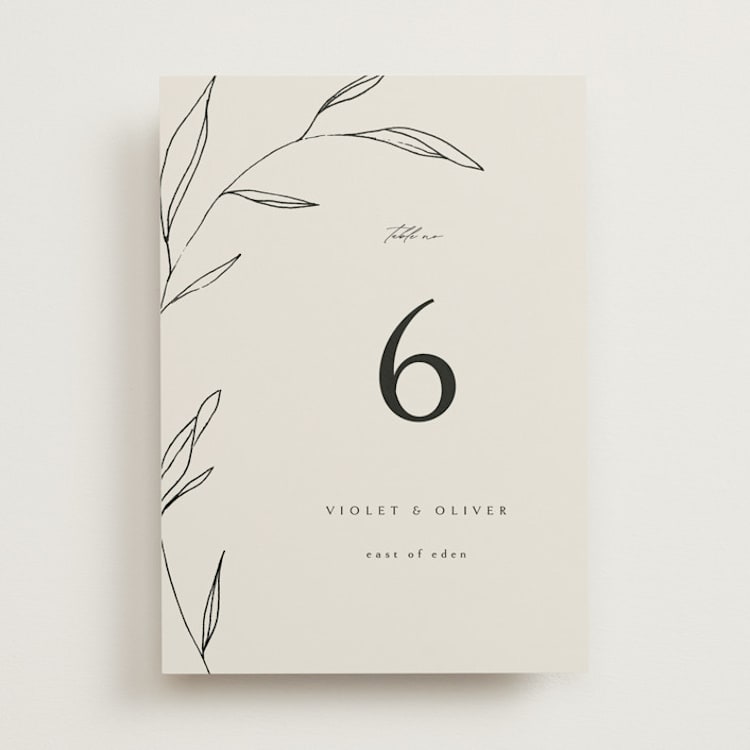 "Waldorf" - Table Numbers in Taupe by Kelly Schmidt - Front