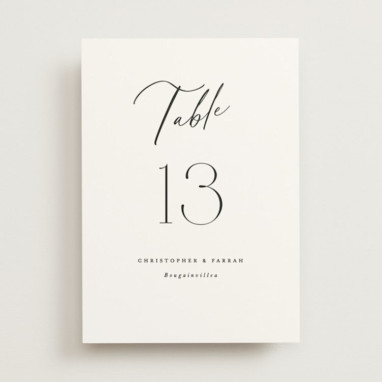 "Beautifully Scripted" - Table Numbers in Pearl by Hooray Creative - Front