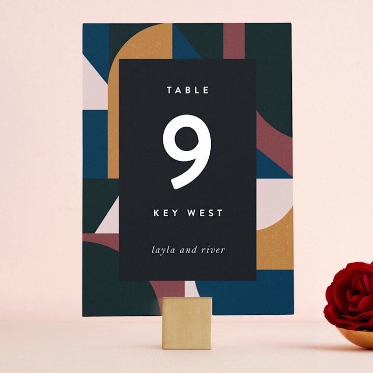 "Abstract Jewels" - Table Numbers in Noir by Maria Alou - Front