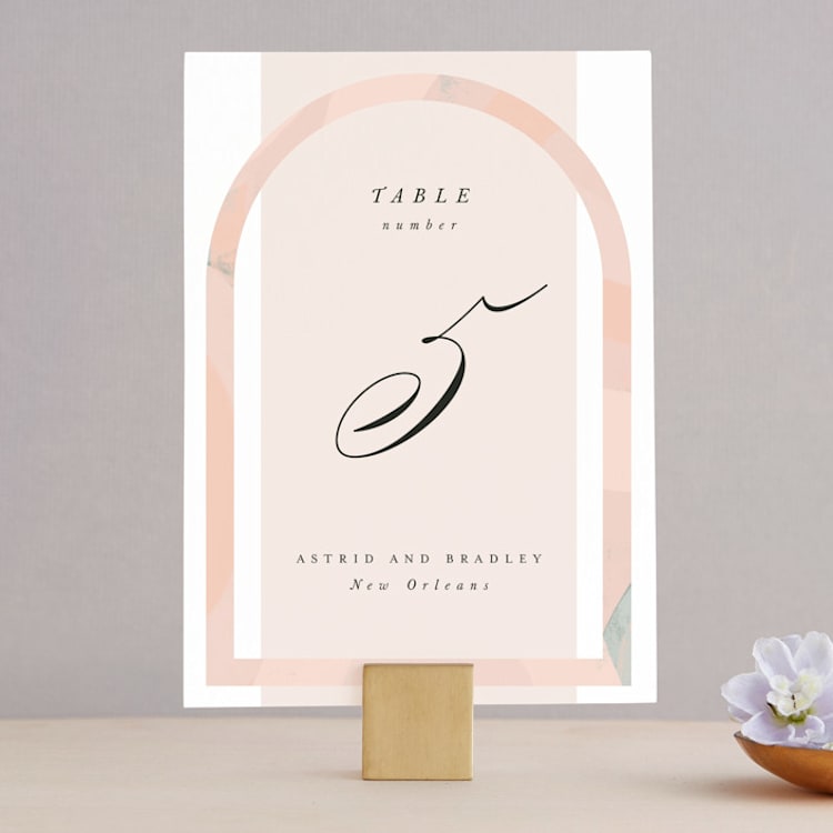 "Marbled Arch" - Table Numbers in Peach by Anna Elder - Front