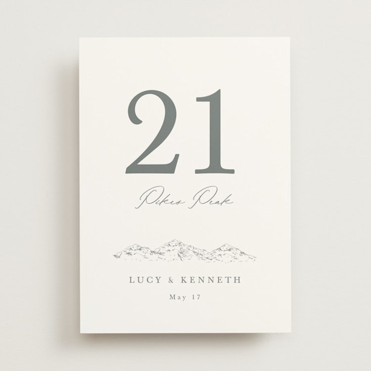 "Mountainview" - Table Numbers in Pewter by Sarah Brown - Front