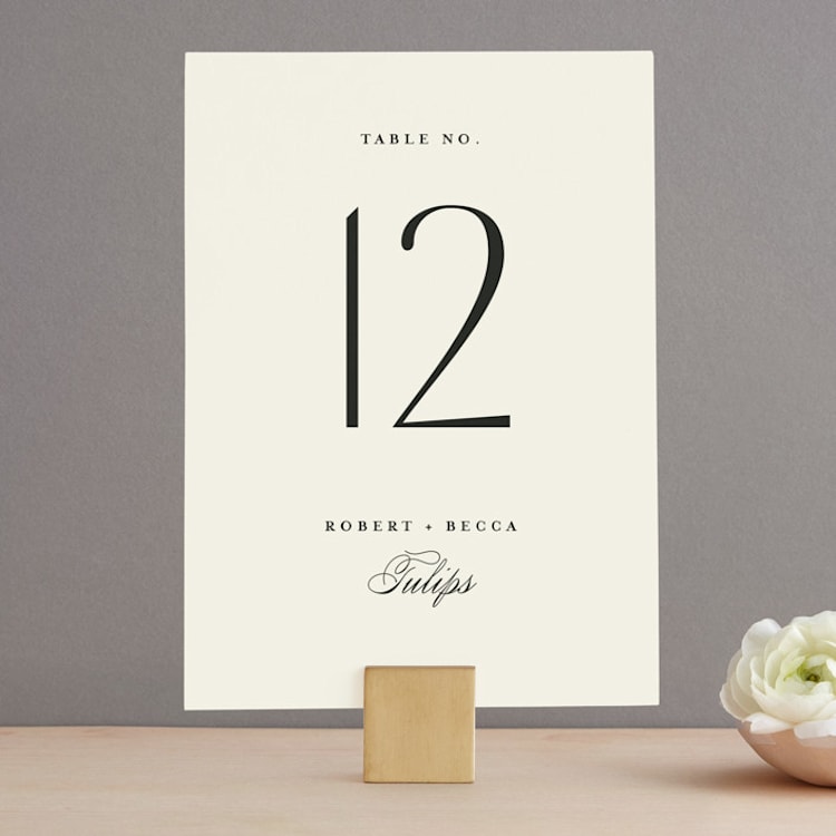 "Elegant Type" - Table Numbers in Cream by Louise Kay - Front