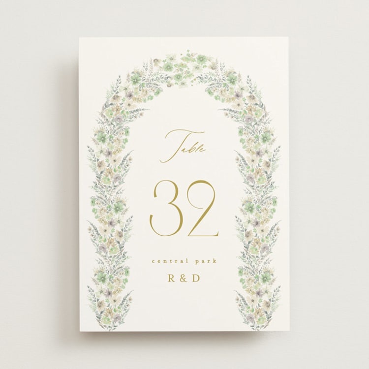 "Floral Arch" - Table Numbers in Greenery by Phrosné Barwood - Front