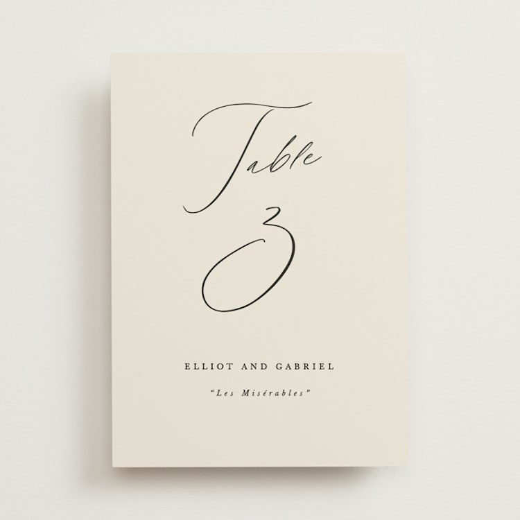 "Scripted Names" - Table Numbers in Ecru by Hooray Creative - Front