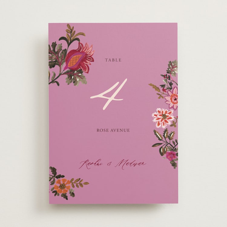 "Indian floral chintz lush" - Table Numbers in Ivory by Caroline Bonne Muller - Front