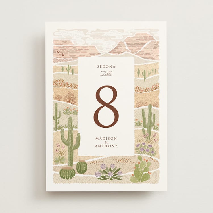 "Westward" - Table Numbers in Red Rock by Paper Sun Studio - Front