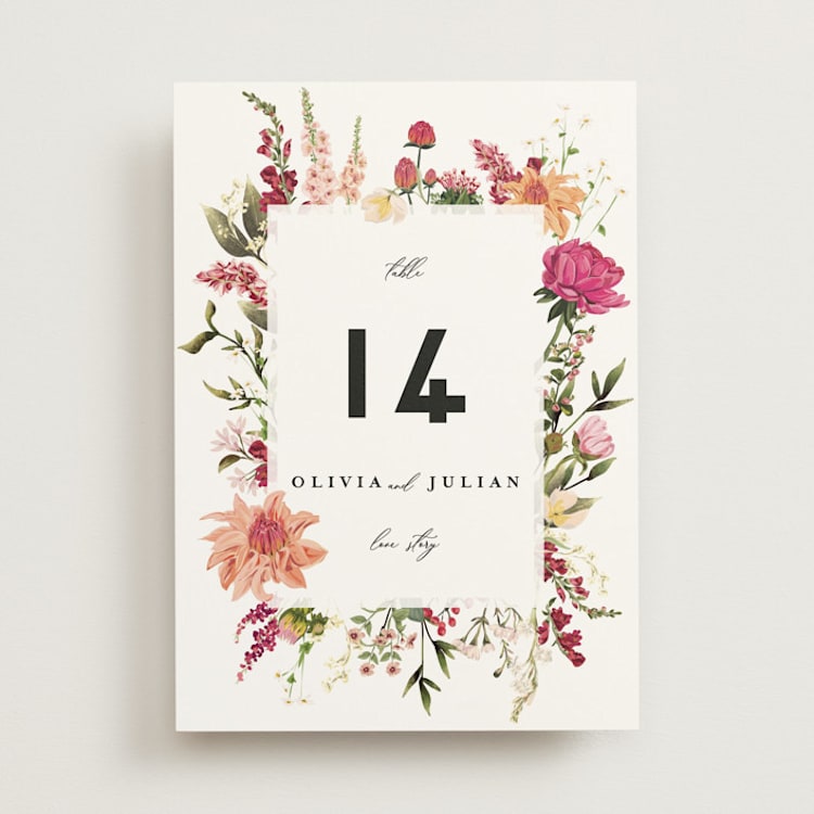 "Lush" - Table Numbers in Magenta by Susan Moyal - Front