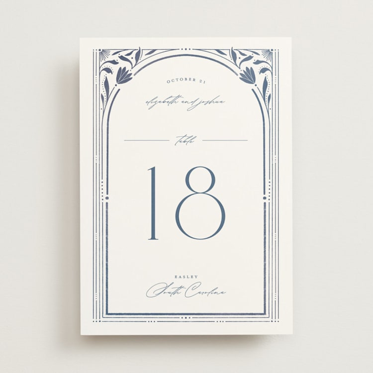 "Nouveau Frame" - Table Numbers in Delphinium by Ashley DeMeyere - Front