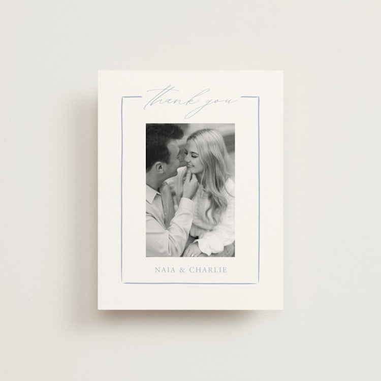 "Ocean Dreams" - Flat Wedding Thank You Cards in Pale Cerulean by Sabrin Deirani - Front