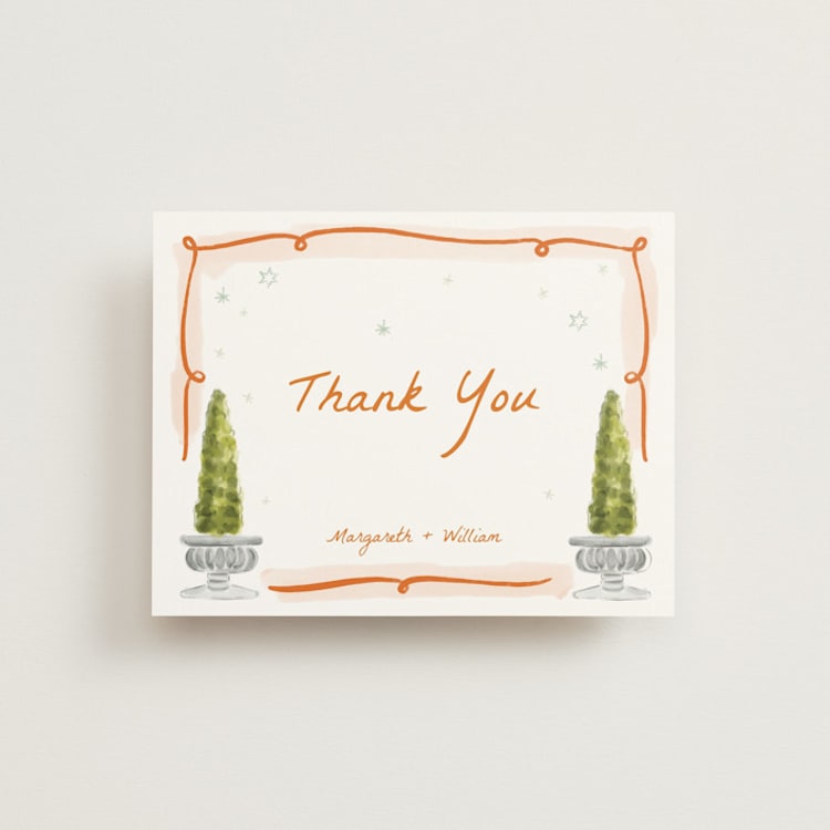 "Giardino" - Flat Wedding Thank You Cards in Flame by Pati Cascino - Front
