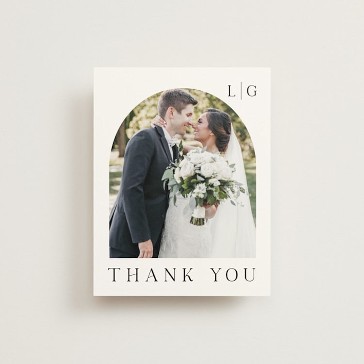 "Countryside Villa" - Flat Wedding Thank You Cards in Noir by Shiny Penny Studio - Front