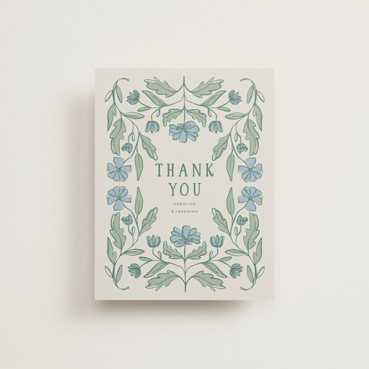 "Botanical" - Flat Wedding Thank You Cards in Garden by Kelly Watkins - Front