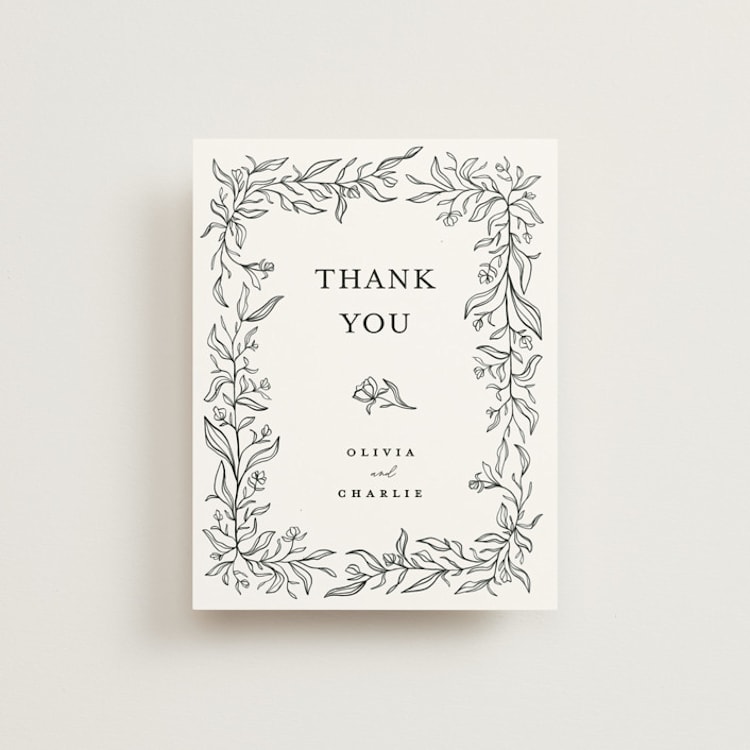 "Floral Cascade" - Flat Wedding Thank You Cards in Alpine by Pixel and Hank - Front
