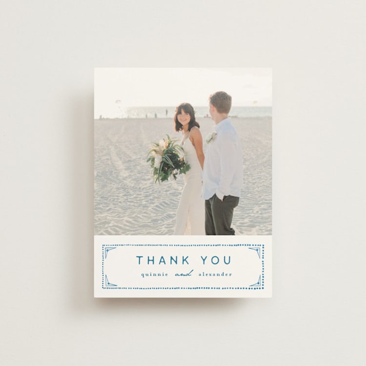 "watercolor tile" - Flat Wedding Thank You Cards in Navy by Anastasia Makarova - Front