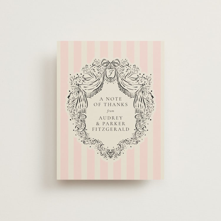 "Hand Illustrated Crest" - Flat Wedding Thank You Cards in Peony by Jackie Crawford - Front