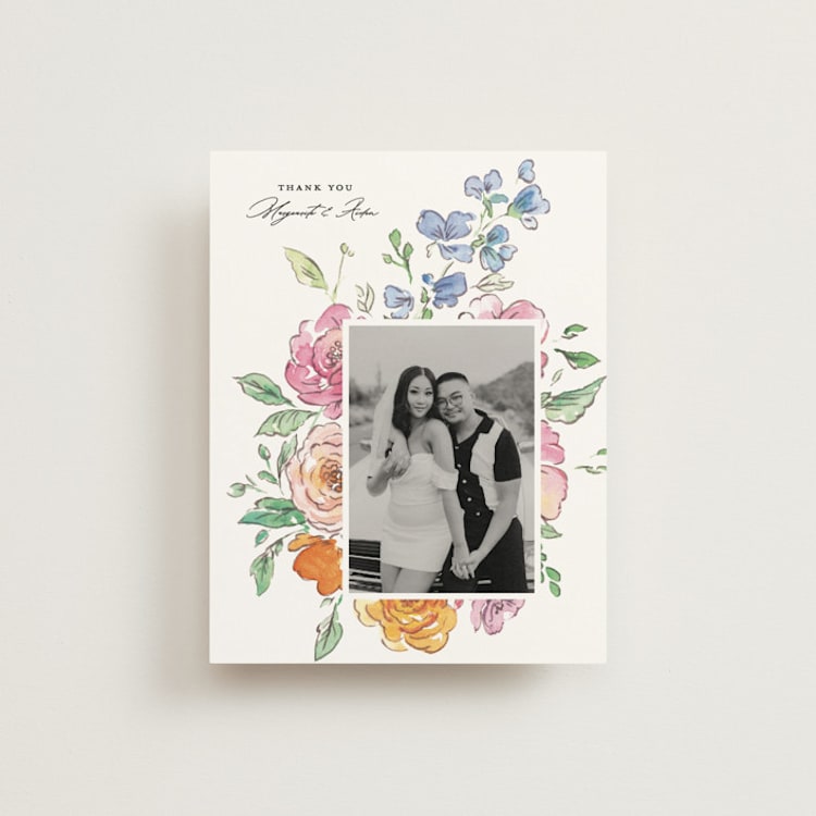 "Floral Pop" - Flat Wedding Thank You Cards in Tropical by Itsy Belle Studio - Front
