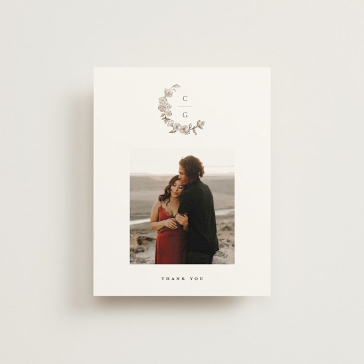 "Daphne" - Flat Wedding Thank You Cards in Sepia by Itsy Belle Studio - Front