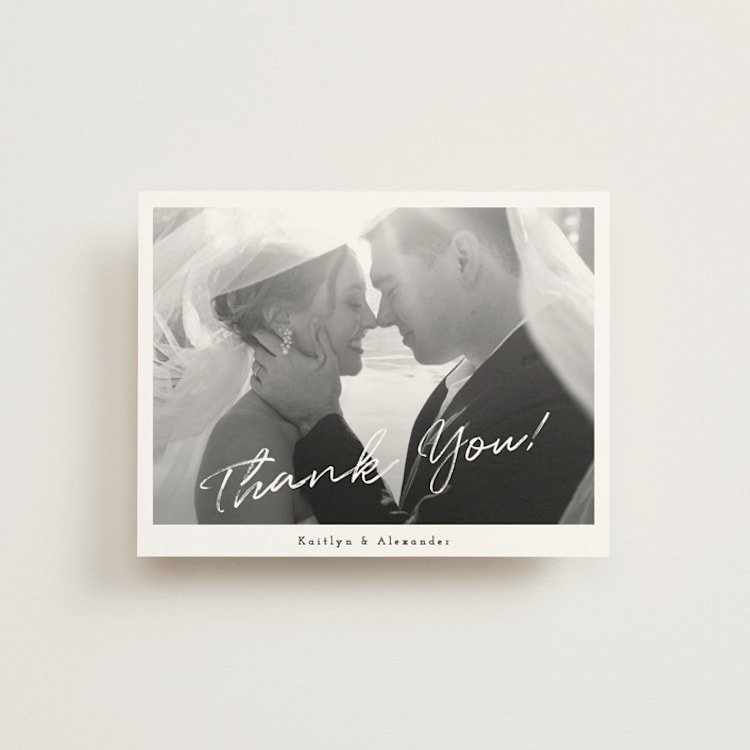 "Photograph Scribble" - Flat Wedding Thank You Cards in Cloud by Adelyn T. - Front
